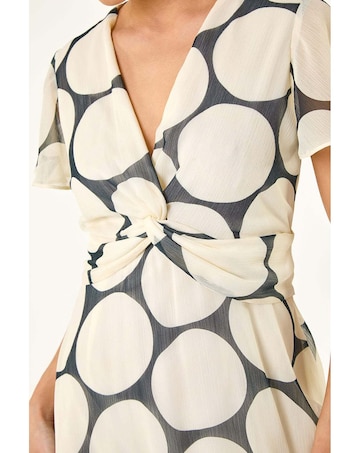 Roman Petite Spot Print Twist Dress