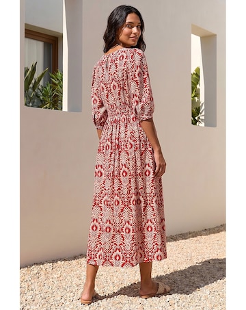 Roman Abstract Print V-Neck Midi Dress
