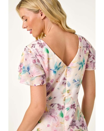 Roman Petite Floral Double Frill Dress