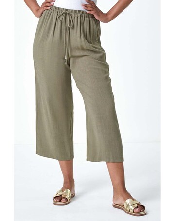 Roman Petite Linen Wide Cropped Trousers