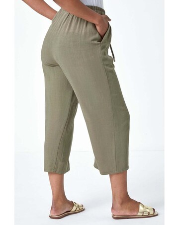 Roman Petite Linen Wide Cropped Trousers