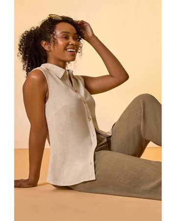 Roman Petite Linen Wide Cropped Trousers