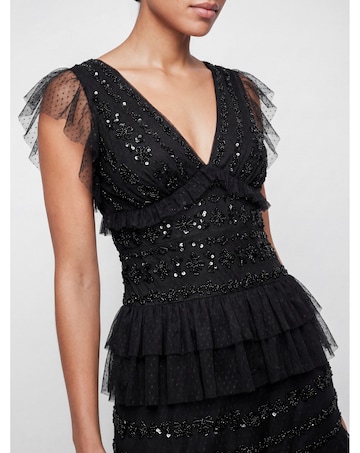 Maya Deluxe Embellished V Neck Maxi Dres