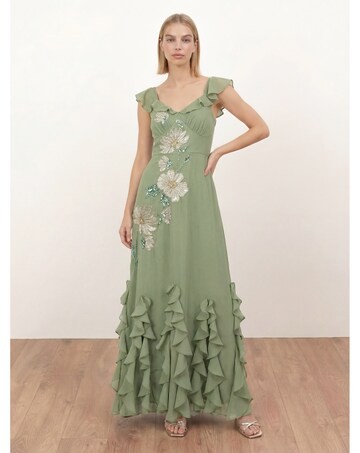 Maya Deluxe Floral Embellished Ruffle Ma