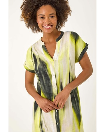 Roman Abstract Printed Linen Shift Dress