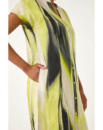 Roman Abstract Printed Linen Shift Dress