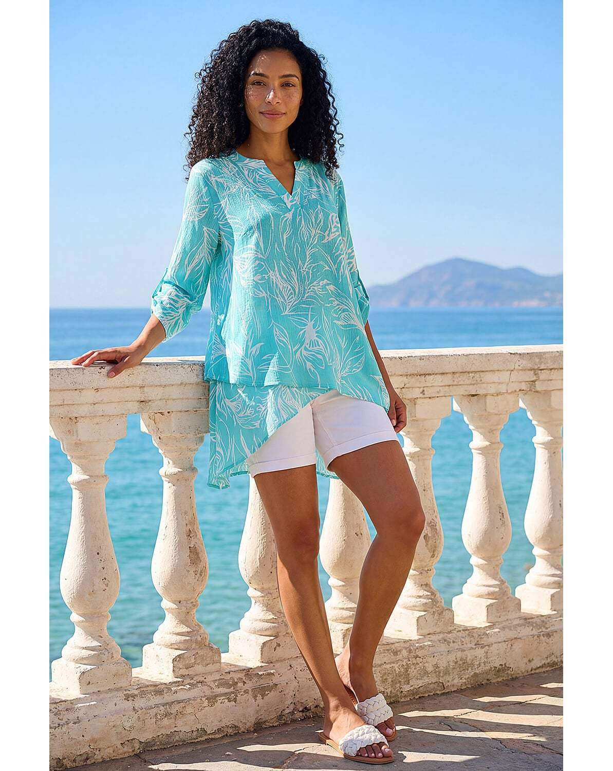 New In - Roman Linear Print Wrap Tunic