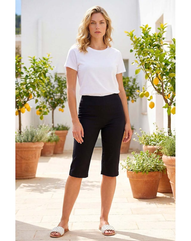 Roman Knee Length Elastic Waist Shorts