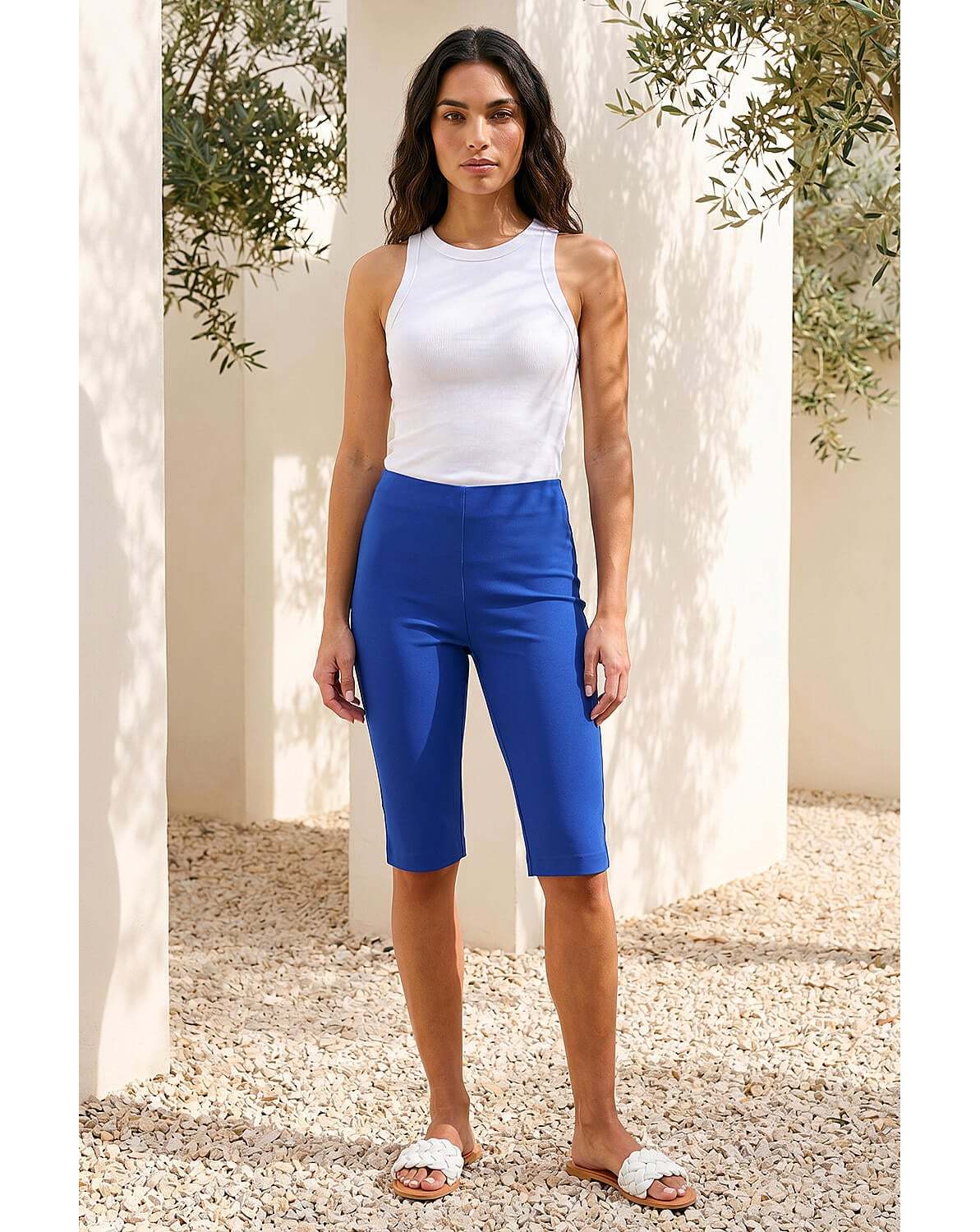 ladies dress shorts uk Keepink Ladies Summer Shorts with Pockets Baggy Wide Leg Striped Shorts Women Elastic High Waist Shorts Knee Length Casual Bermuda Shorts Gym Sports