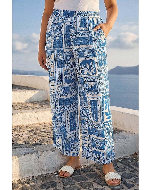 Roman Curve Postcard Wide Leg Trouser