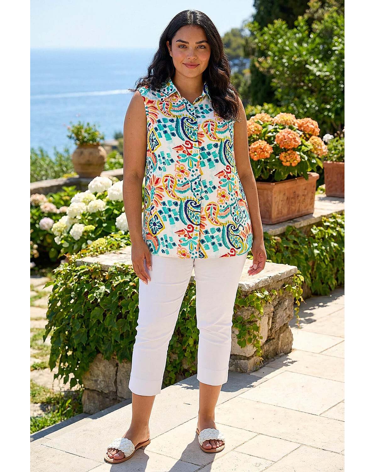 New In - Roman Curve Abstract Print Shirt
