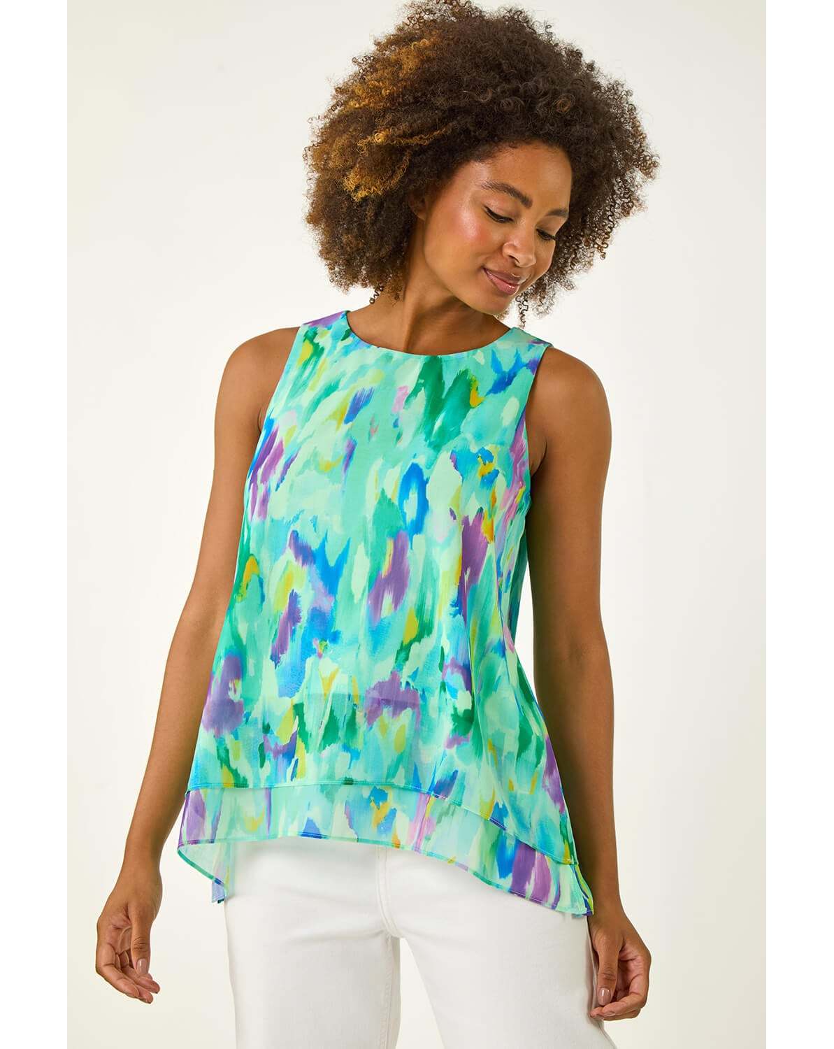 New In - Roman Blurred Double Layered Vest Top