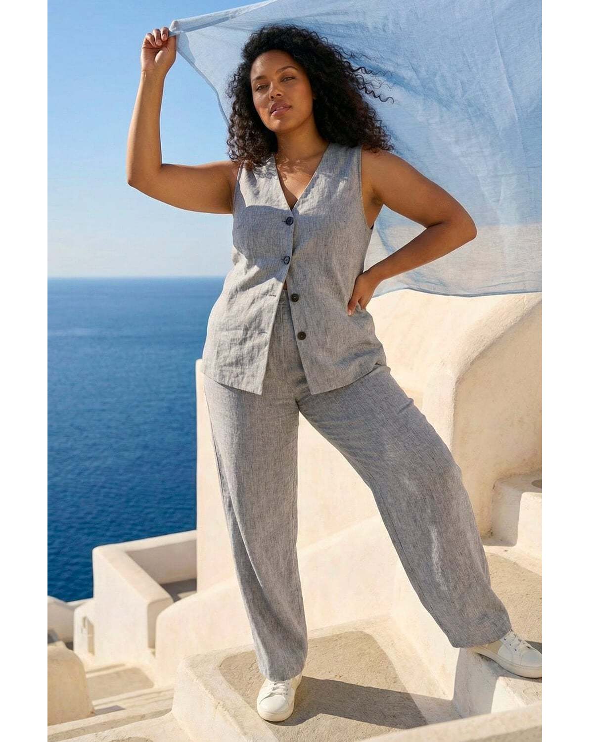 New In - Roman Curve Textured Wide Leg Trousers