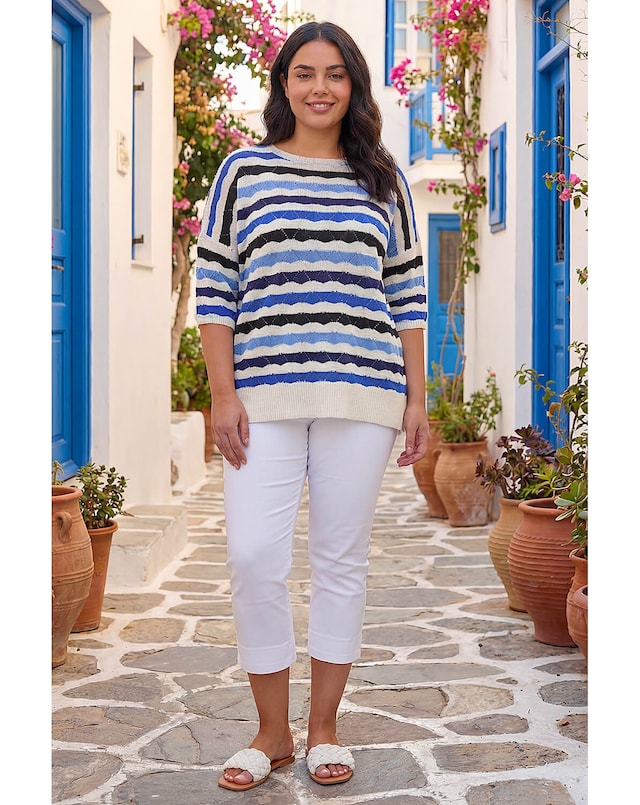 Roman Curve Wave Stripe Jumper