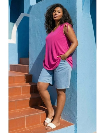 Roman Curve Ruched Shoulder Vest Top