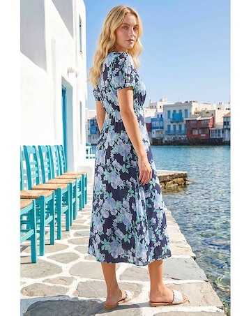 Roman Floral Lace Trim Midi Dress