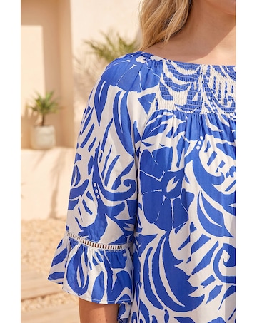 Roman Curve Printed Bardot Top