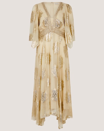 Monsoon Lydia V-Neck Shimmer Midi Dress