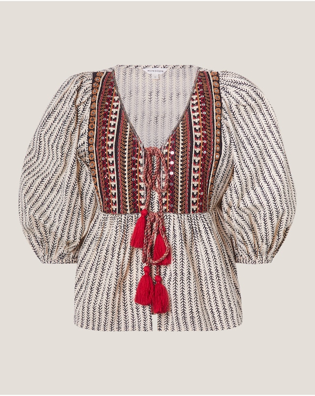 Monsoon Laila Embellished Print Blouse