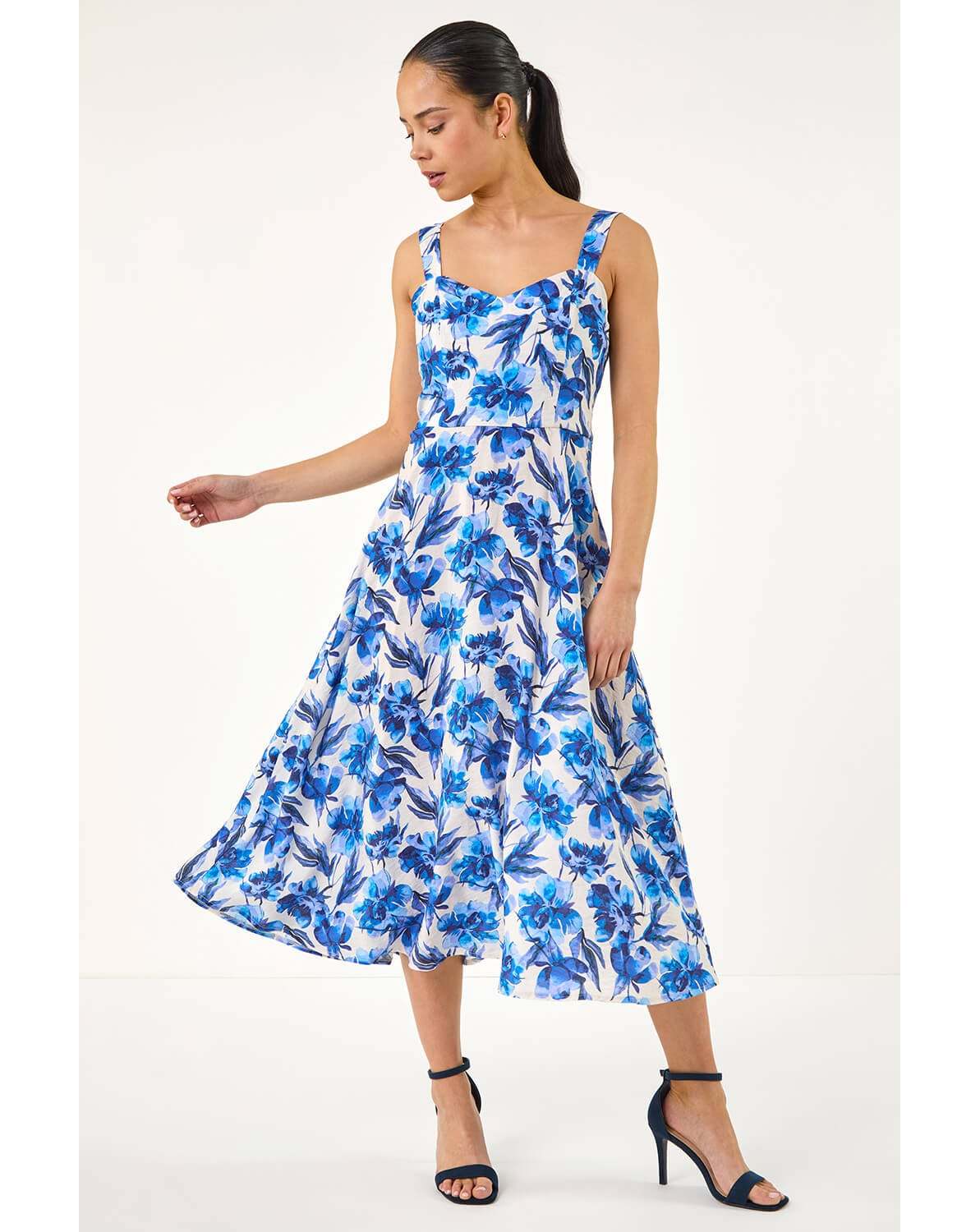 New In - Roman Petite Floral Strappy Midi Dress