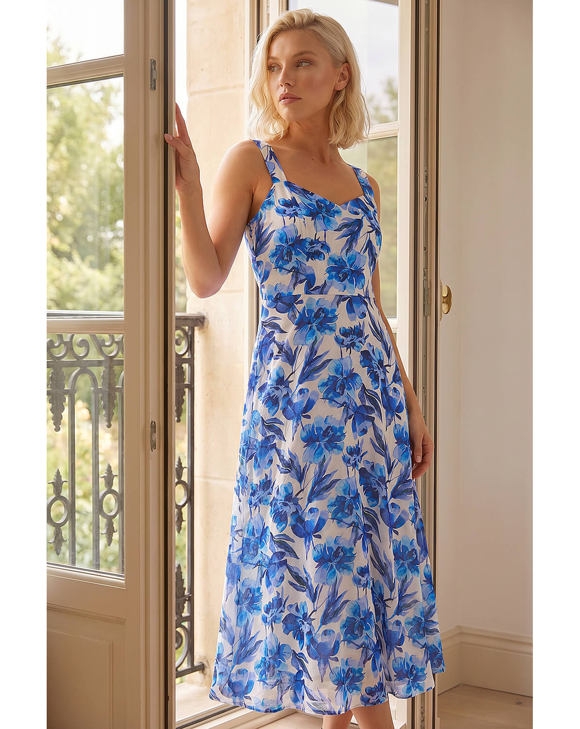 Roman Petite Floral Strappy Midi Dress