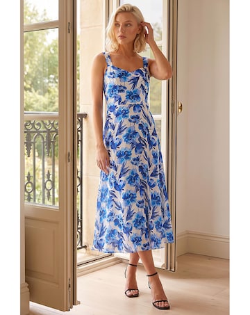 Roman Petite Floral Strappy Midi Dress