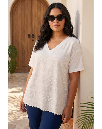 Roman Curve Textured V-Neck Top