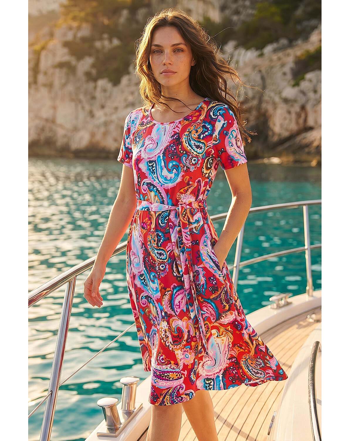 New In - Roman Petite Tie Front Swing Dress