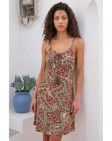 Roman Petite Paisley Tassel Front Dress