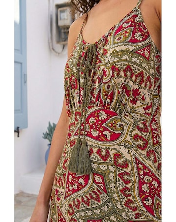 Roman Petite Paisley Tassel Front Dress