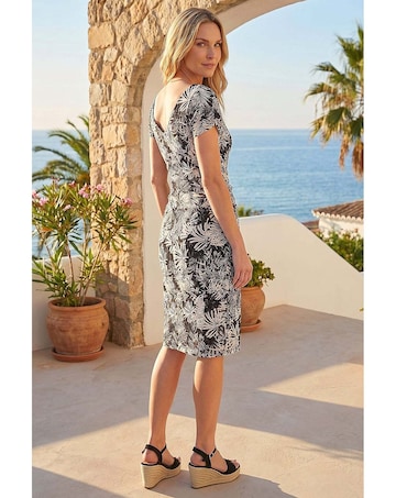 Roman Petite Lace Print Stretch Dress