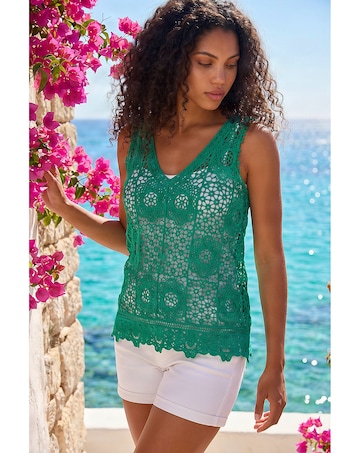 Roman Petite Crochet Vest Top