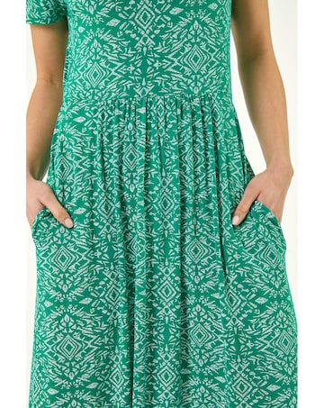 Roman Petite Aztec Gathered Dress