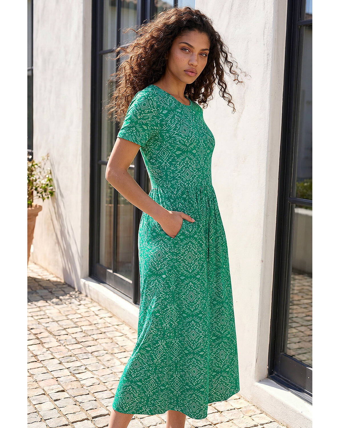 Roman Petite Aztec Gathered Dress