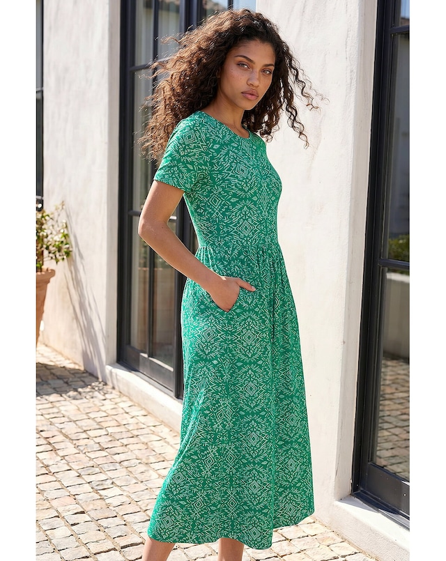 Roman Petite Aztec Gathered Dress