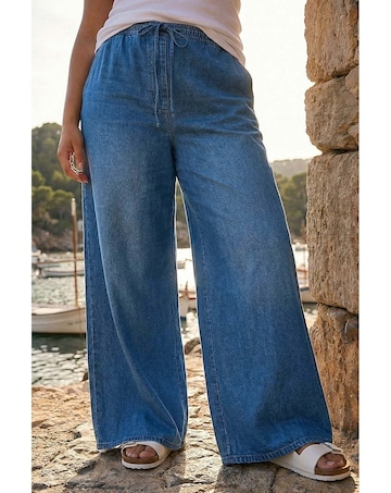 Roman Curve Tie Waist Denim Trouser