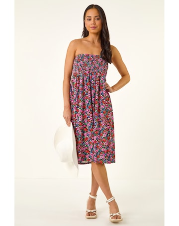 Roman Petite Floral Shirred Midi Skirt