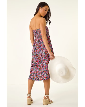 Roman Petite Floral Shirred Midi Skirt