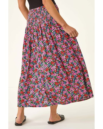 Roman Petite Floral Shirred Midi Skirt