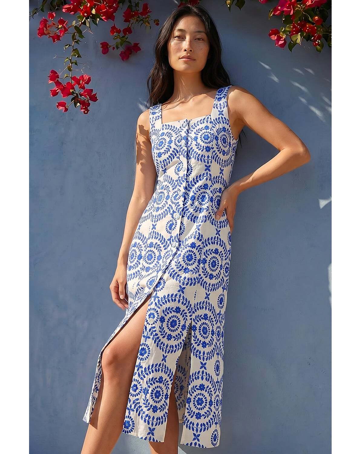 New In - Roman Petite Button Down Midi Dress