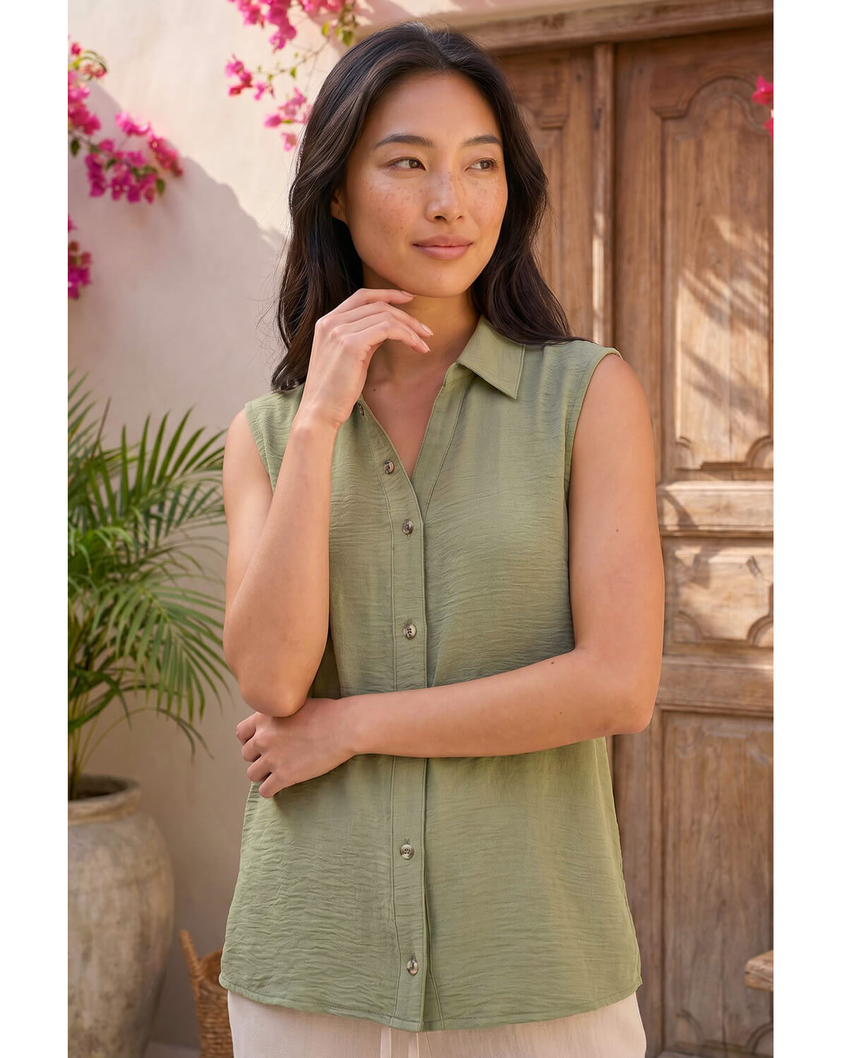 New In - Roman Petite Button Up Front Blouse