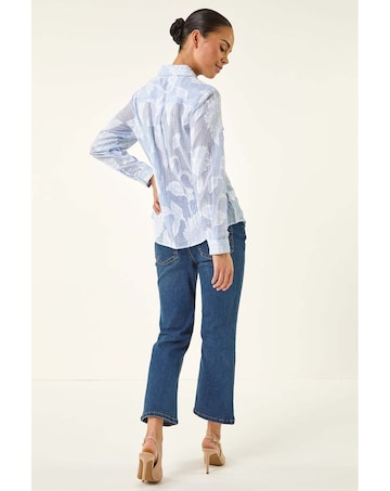 Roman Petite Jacquard Button Up Blouse