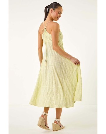 Roman Petite Gingham Twist Front Dress