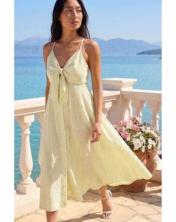 Roman Petite Gingham Twist Front Dress