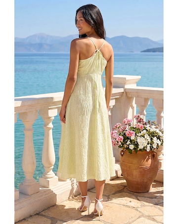 Roman Petite Gingham Twist Front Dress