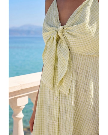 Roman Petite Gingham Twist Front Dress