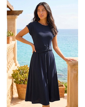 Roman Petite Side Twist Midi Dress