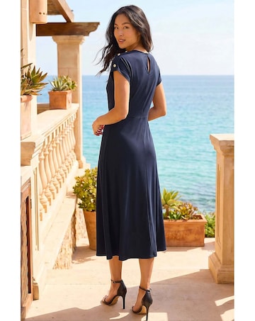 Roman Petite Side Twist Midi Dress