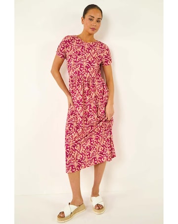 Roman Petite Abstract Print Midi Dress