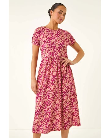 Roman Petite Abstract Print Midi Dress